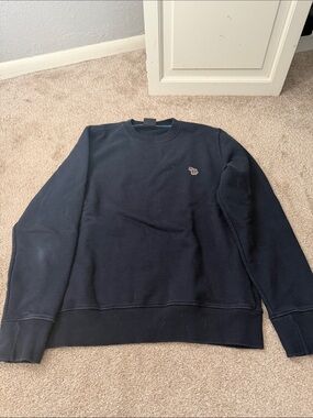 Paul Smith Navy Crewneck Sweatshirt with Signature Zebra Patch